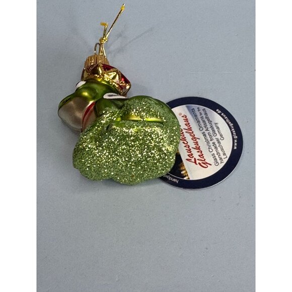Handcrafted Lauschaer Glass Frog Christmas Ornament 2 1/4" High With Crown & Red - Picture 8 of 8
